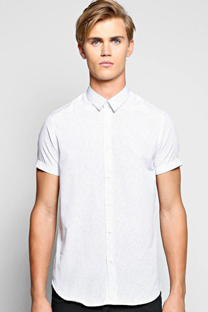 Boohoo Short Sleeve Pattern Shirt White