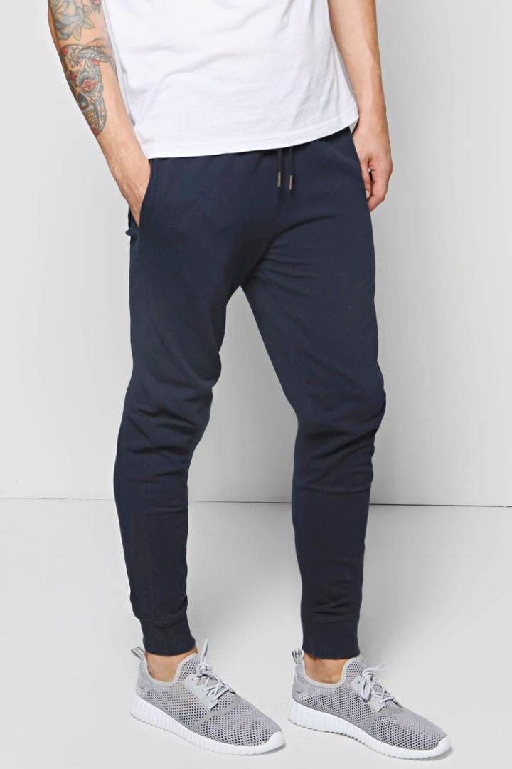 Boohoo Cotton Pique Joggers Navy