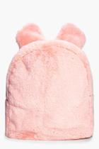 Boohoo Frankie Bunny Ears Faux Fur Backpack Pink