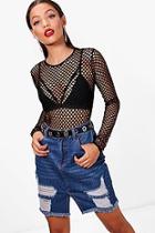 Boohoo Winnie Distressed Split Front Denim Skirt