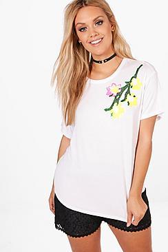 Boohoo Plus Leah Sequin Detail T-shirt