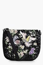 Boohoo Saffron Bird & Floral Embellished Saddle Bag