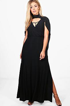 Boohoo Plus Georgina Cape Wrap Front Maxi Dress