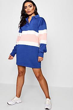 Boohoo Lilly Oversized Stripe Rugby Shirt Dress