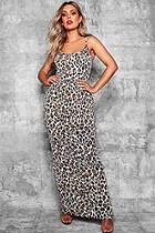 Boohoo Plus Jess Leopard Print Strappy Maxi Dress