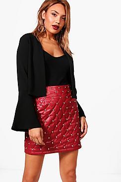 Boohoo Frill Sleeve Edge To Edge Blazer