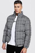Boohoo Funnel Neck Check Puffer With Tape