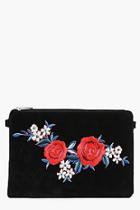 Boohoo Eve Floral Embroidered Patch Clutch Bag