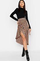 Boohoo Geo Print Satin Wrap Midaxi Skirt