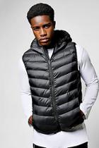 Boohoo Black Hooded Gilet With Chevron Quilting