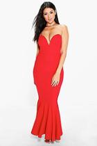 Boohoo Laura Plunge Bandeau Fish Tail Maxi Dress