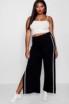Boohoo Plus Contrast Wide Leg Split Joggers