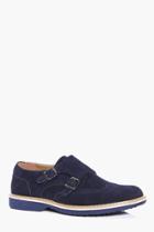 Boohoo Smart Suedette Monk Shoes Navy