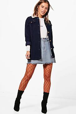 Boohoo Petite Sian Borg Longline Cord Jacket