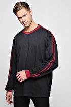 Boohoo Cuffed Oversized T-shirt With Sleeve Stripes