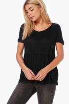 Boohoo Caroline Frill Hem T-shirt Black