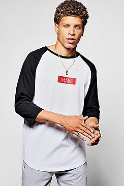 Boohoo Man Raglan T-shirt With 3/4 Sleeves