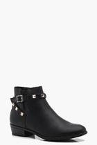 Boohoo Lucy Stud Trim Wrap Strap Chelsea Boot