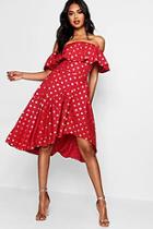 Boohoo Boutique Rose Metallic Polka Dot Skater Dress