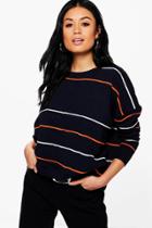 Boohoo Emilia Stripe Slouchy Jumper Marine