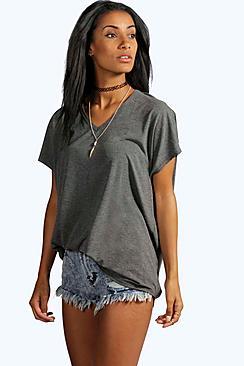 Boohoo Basic Jersey V Neck Oversized T-shirt