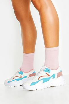 Boohoo Colourblock Panel Chunky Sole Lace Up Trainers