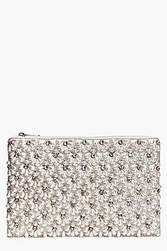 Boohoo Connie Boutique Scalloped Bridal Beaded Clutch