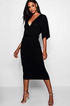 Boohoo Tall Tie Waist Batwing Dress