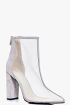 Boohoo Frances Mesh Pointed Ankle Boot Grey