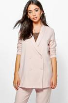 Boohoo Layla Boutique Double Breasted Structured Blazer Nude