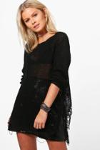 Boohoo Harriet Distressed Side Jumper Black