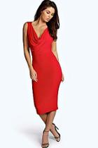 Boohoo Emi Slinky Cowl Front & Back Bodycon Dress