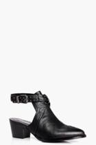Boohoo Kara Closed Toe Studded Western Shoe Boot Black