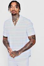 Boohoo Pastel Block Stripe Revere Shirt