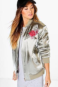 Boohoo Boutique Ella Rose Embroidered Bomber