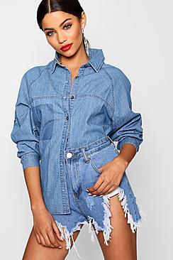 Boohoo Hattie Patchwork Pocket Denim Shirt