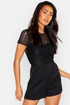 Boohoo Contrast Detail Lace Playsuit