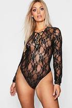 Boohoo Plus Tie Front Lace Body