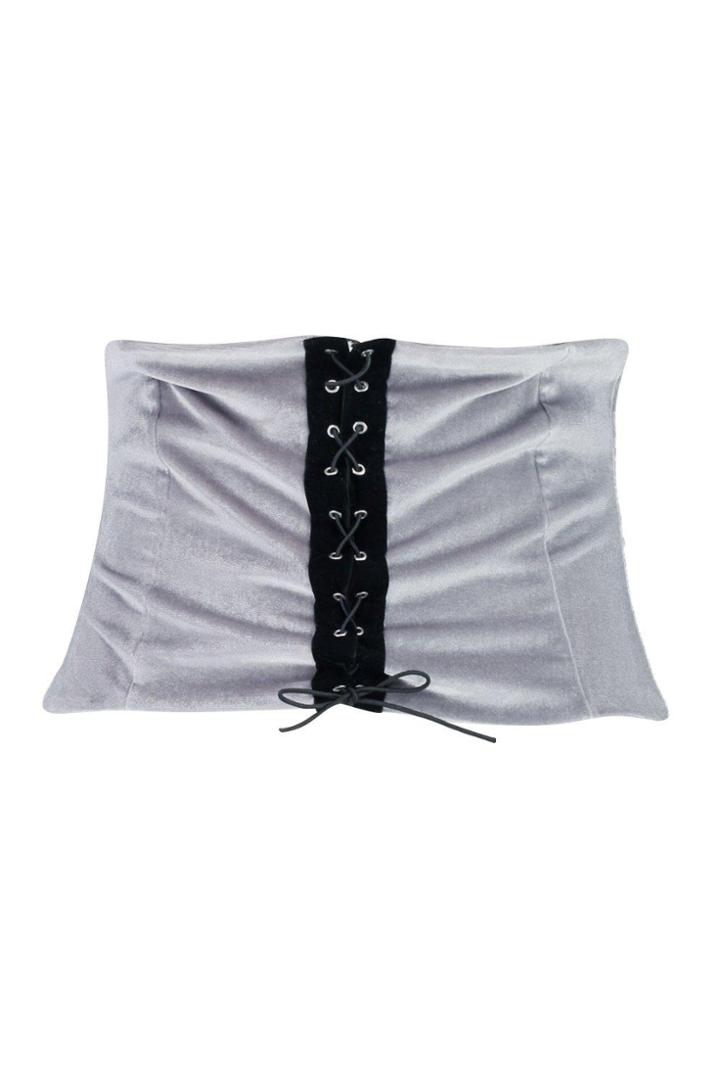 Boohoo Plus Gemma Velvet Corset Grey