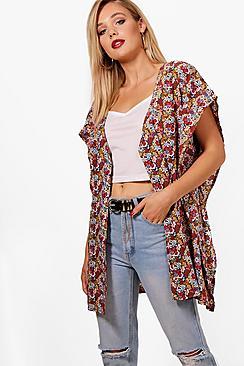 Boohoo Alivia Floral Woven Kimono