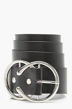 Boohoo Plus Silver Double Circle Ring Waist Belt