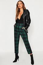 Boohoo Heritage Check Belted Highwaist Peg Trouser