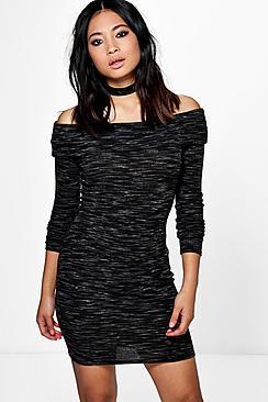 Boohoo Petite Tanya Off The Shoulder Bodycon Dress