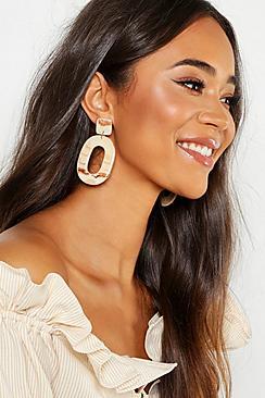 Boohoo Cream Resin Oval Earrings