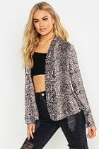 Boohoo Chiffon Snake Print Peplum Kimono