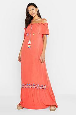 Boohoo Tall Bohemian Embroidered Maxi Dress