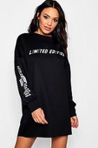 Boohoo Limited Edition Printed Balloon Sleeve Sweatshirt Dress