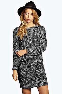 Boohoo Hena Soft Marl Knit Jumper Dress