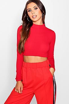 Boohoo Petite Basic Knitted Turtle Neck Crop Top