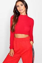 Boohoo Petite Basic Knitted Turtle Neck Crop Top
